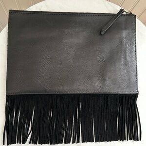 Madewell Fringe Leather and Suede Clutch